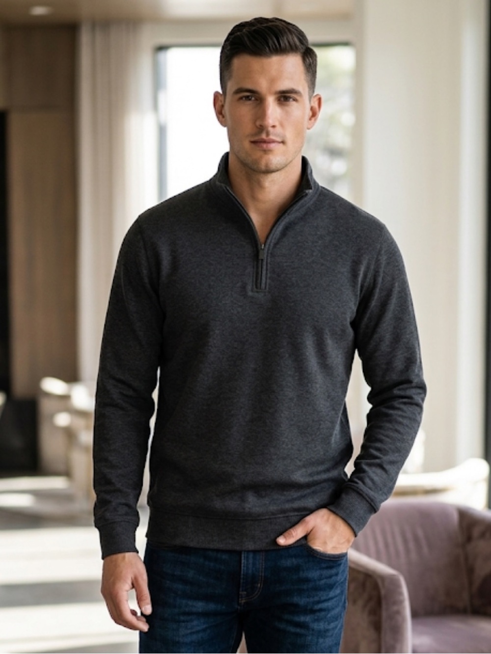 Indigo‎ Palms quarter-zip pullover